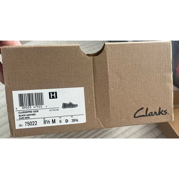 Clarks ClarksPro Gem Black Leather Work Shoes Women’s 8.5 M Slip Resistant Comfo